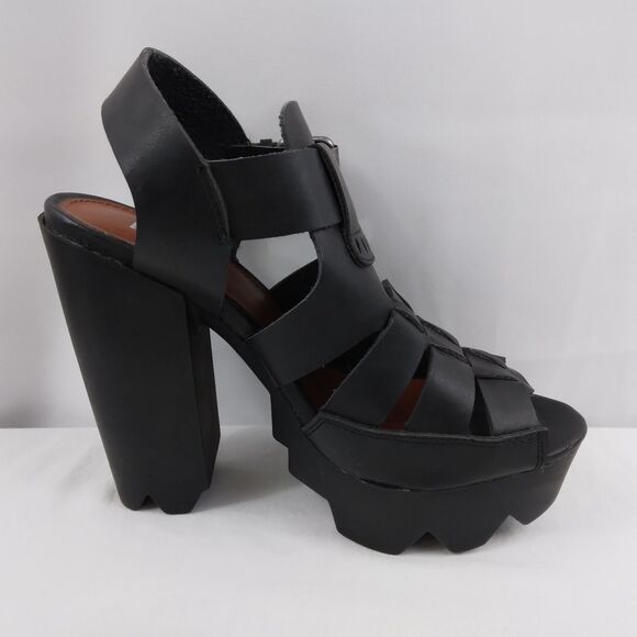 MIA LUKA Platform Sandals Black Grunge Steampunk Womens Size 7 M - Picture 7 of 10